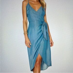 Lovers + Friends Orchid Wrap Dress in Ocean Size M